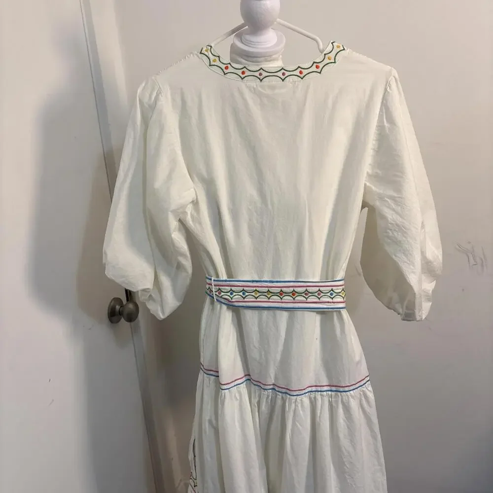 NWT Roller Rabbit‎ Embroidered Valonia Dress with Pineapples, XXS